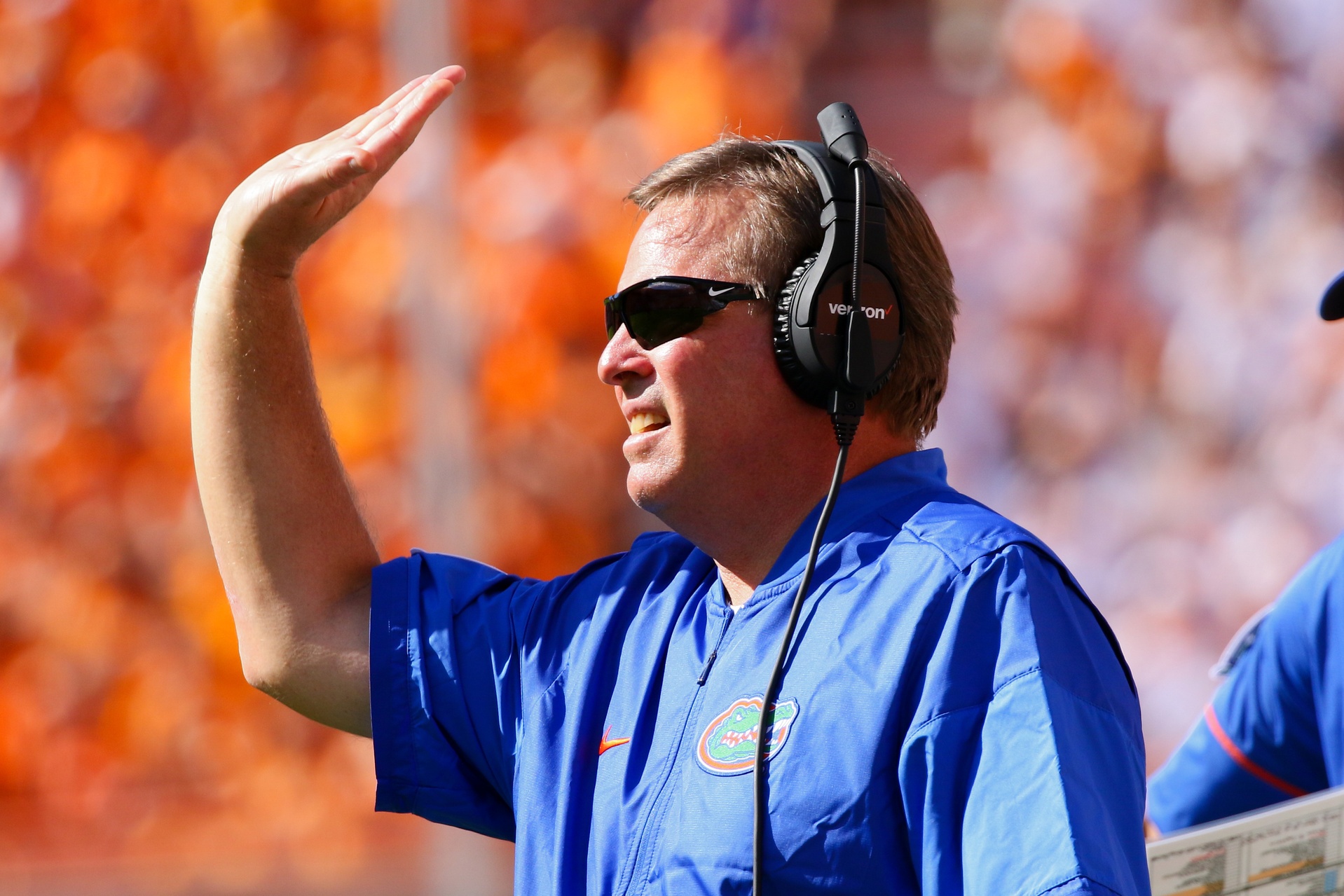 Sep 24, 2016; Knoxville, TN, USA; Florida Gators head coach Jim McElwain during the first quarter against the Tennessee Volunteers at Neyland Stadium. Mandatory Credit: Randy Sartin-USA TODAY Sports