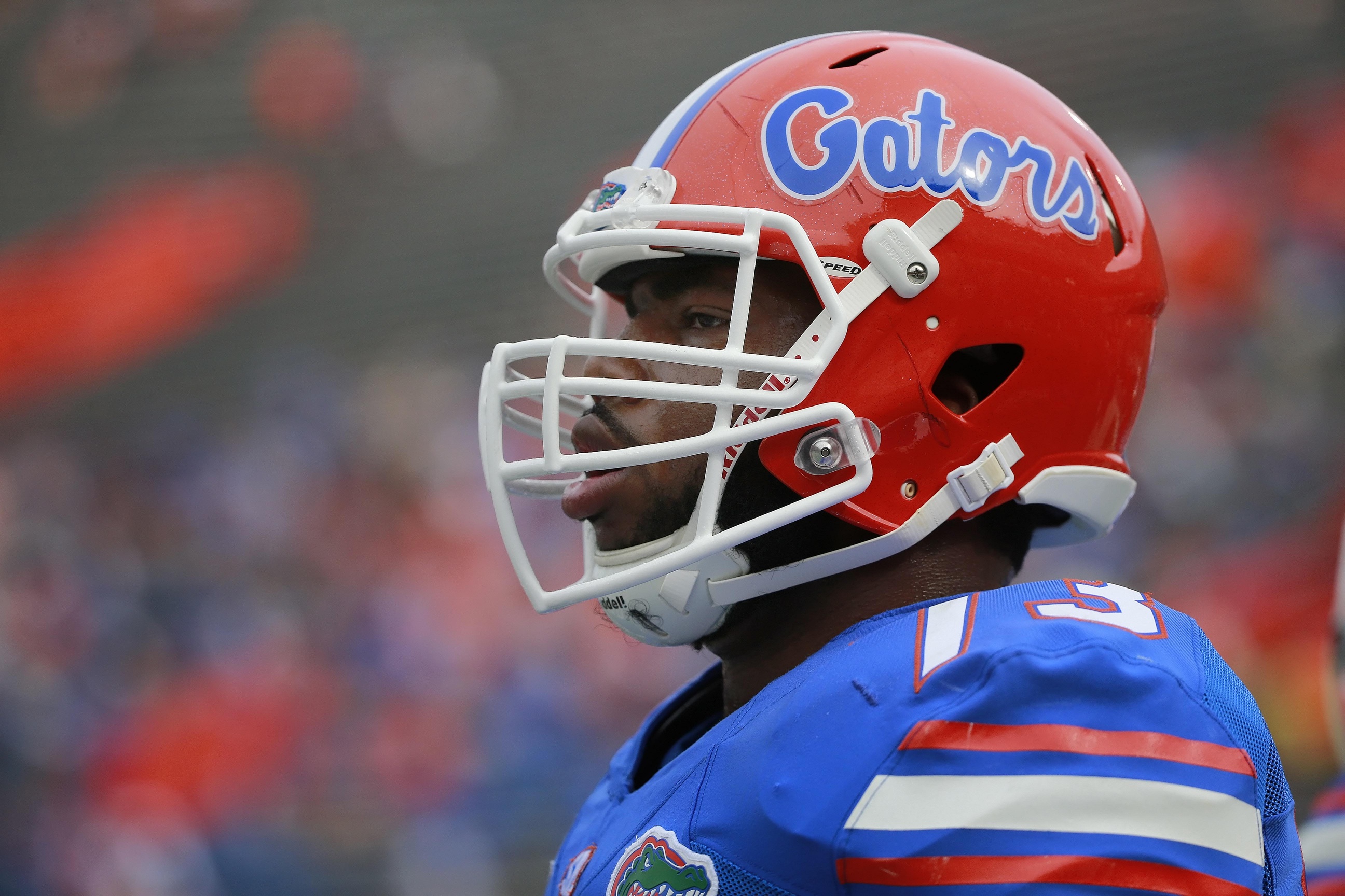 Nov 21, 2015; Gainesville, FL, USA; Florida Gators offensive lineman Martez Ivey (73) works out prior to the game against the Florida Atlantic Owls at Ben Hill Griffin Stadium. Mandatory Credit: Kim Klement-USA TODAY Sports