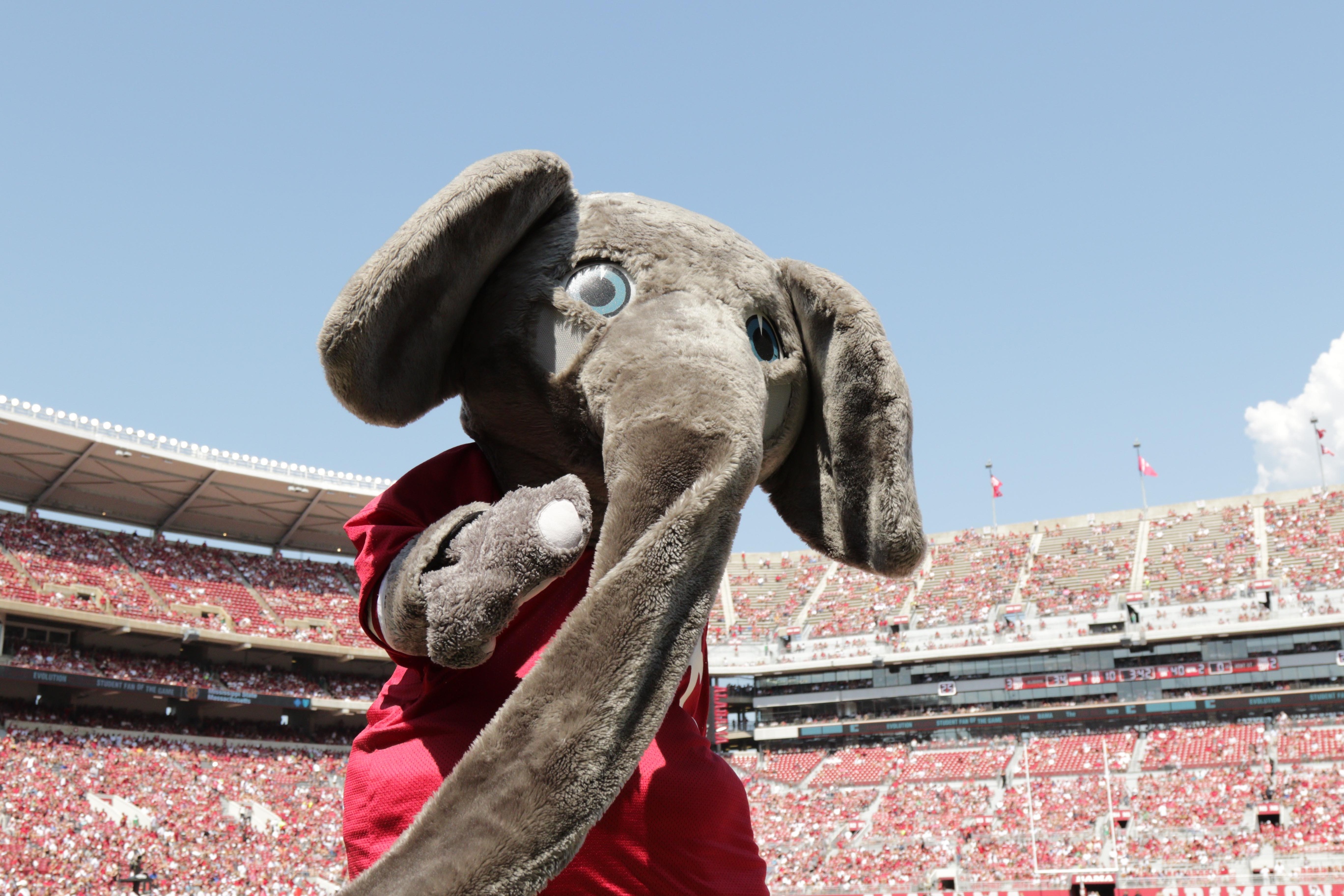 Sep 24, 2016; Tuscaloosa, AL, USA; Alabama Crimson Tide mascot Big Al during the game against the Kent State Golden Flashers at Bryant-Denny Stadium. Mandatory Credit: Marvin Gentry-USA TODAY Sports