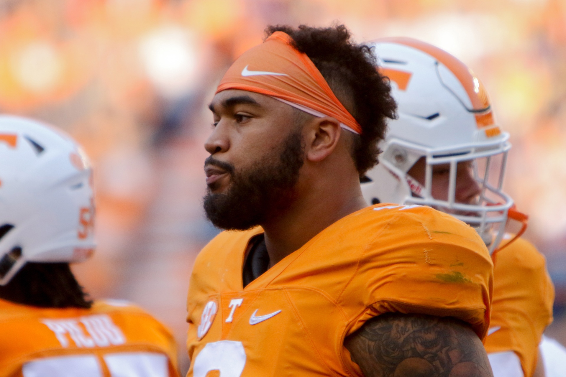 Nov 5, 2016; Knoxville, TN, USA; Tennessee Volunteers defensive end Derek Barnett (9) during the second quarter against the Tennessee Tech Golden Eagles at Neyland Stadium. Mandatory Credit: Randy Sartin-USA TODAY Sports