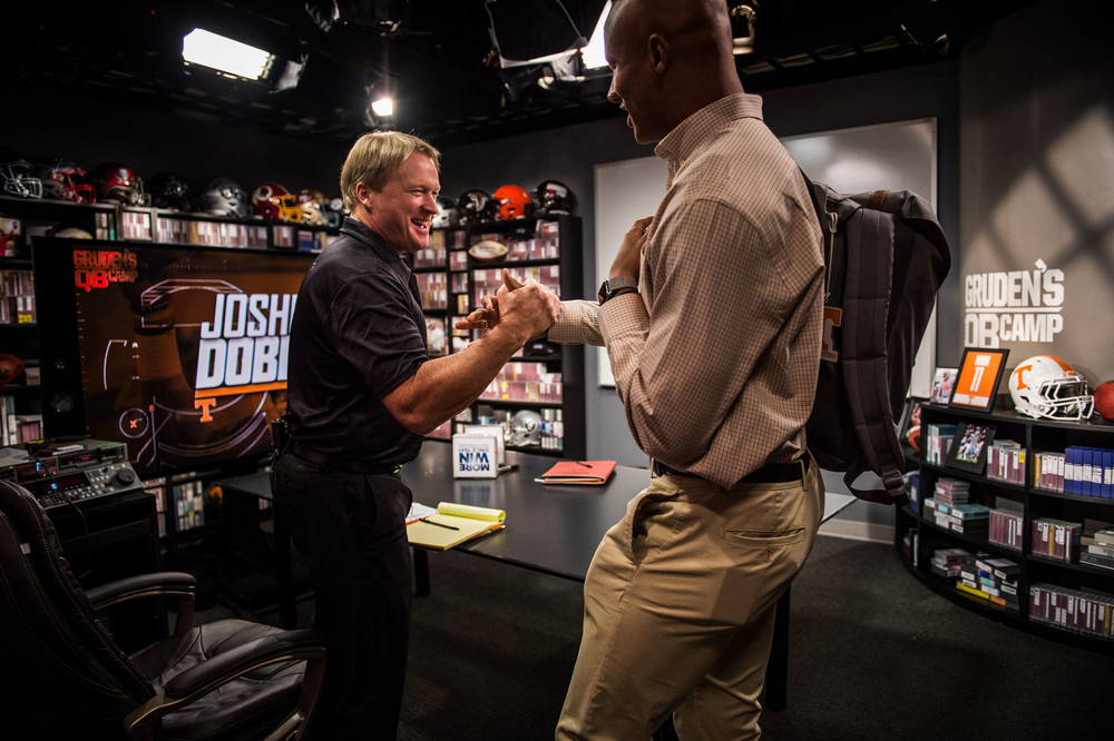 Bay Lake, FL - March 16, 2017 - Wide World of Sports: Jon Gruden and Josh Dobbs during the 2017 class at Gruden Camp (Photo by Heather Harvey / ESPN Images)