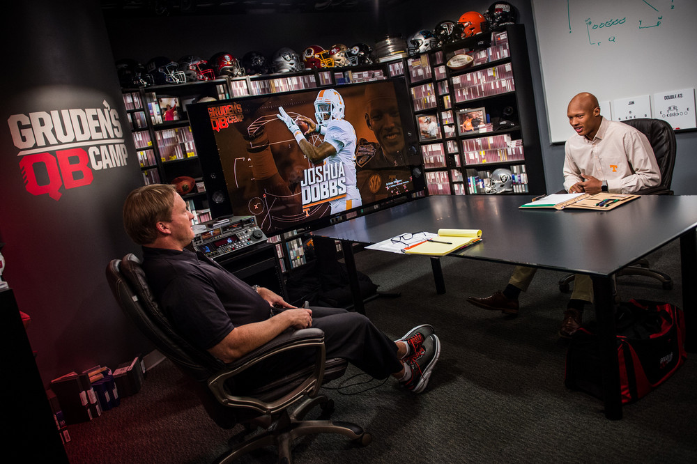 Bay Lake, FL - March 16, 2017 - Wide World of Sports: Jon Gruden and Josh Dobbs during the 2017 class at Gruden Camp (Photo by Heather Harvey / ESPN Images)