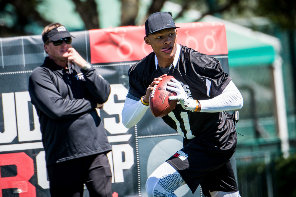 Bay Lake, FL - March 16, 2017 - Wide World of Sports: Josh Dobbs and Jon Gruden during the 2017 class at Gruden Camp (Photo by Heather Harvey / ESPN Images)