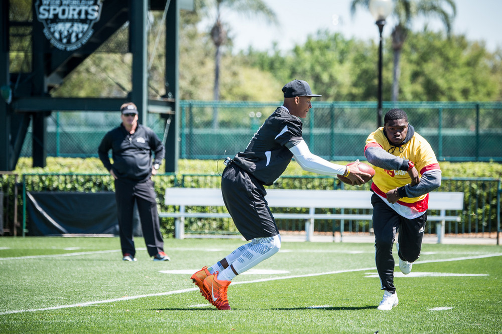 Bay Lake, FL - March 16, 2017 - Wide World of Sports: Josh Dobbs and Jon Gruden during the 2017 class at Gruden Camp (Photo by Heather Harvey / ESPN Images)