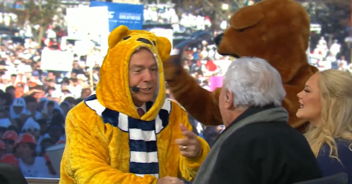 Nick Saban receives special birthday gift from Penn State mascot during College GameDay