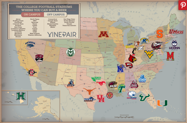 Beer Map shows list of college stadiums selling alcohol - Saturday Down ...