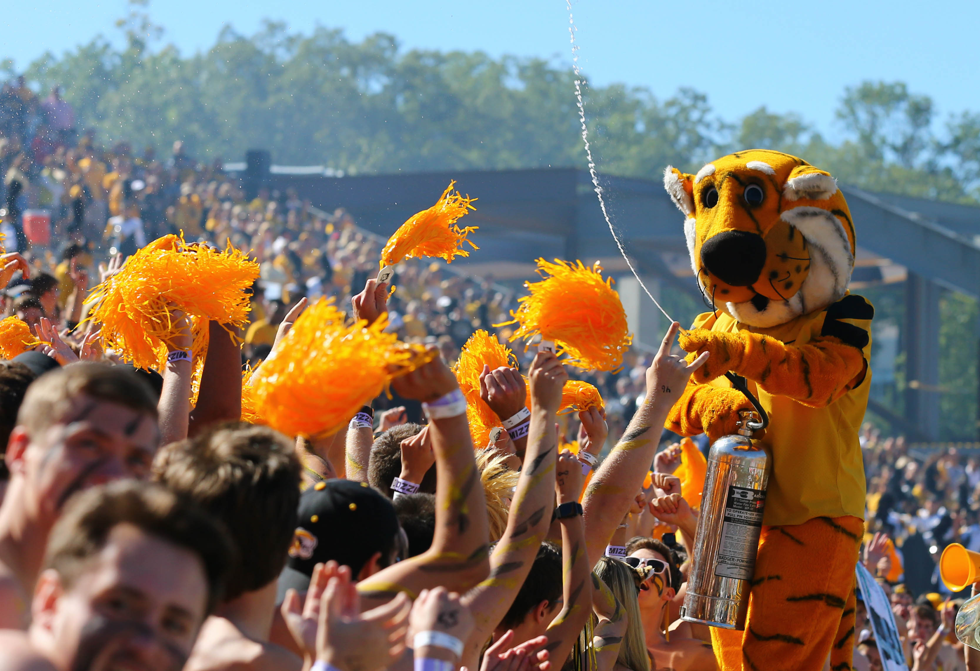 Mizzou fans shown during a football game.