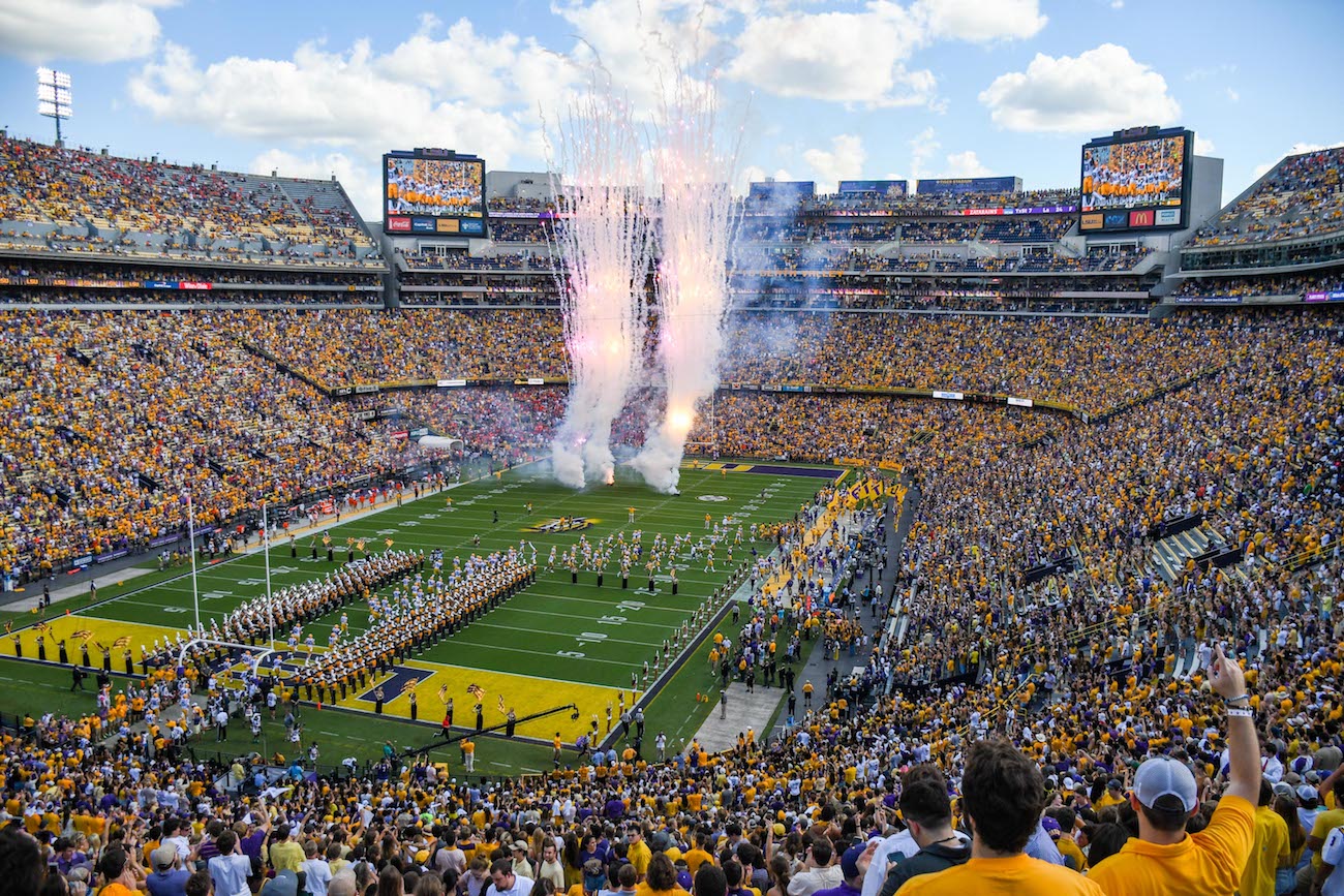 LSU's Tiger Stadium shown before a football game.