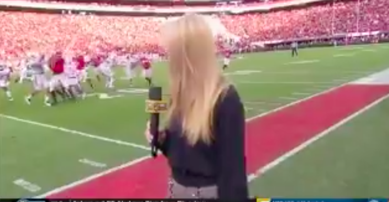 Laura Rutledge responds after blindside hit on sideline - Saturday Down ...