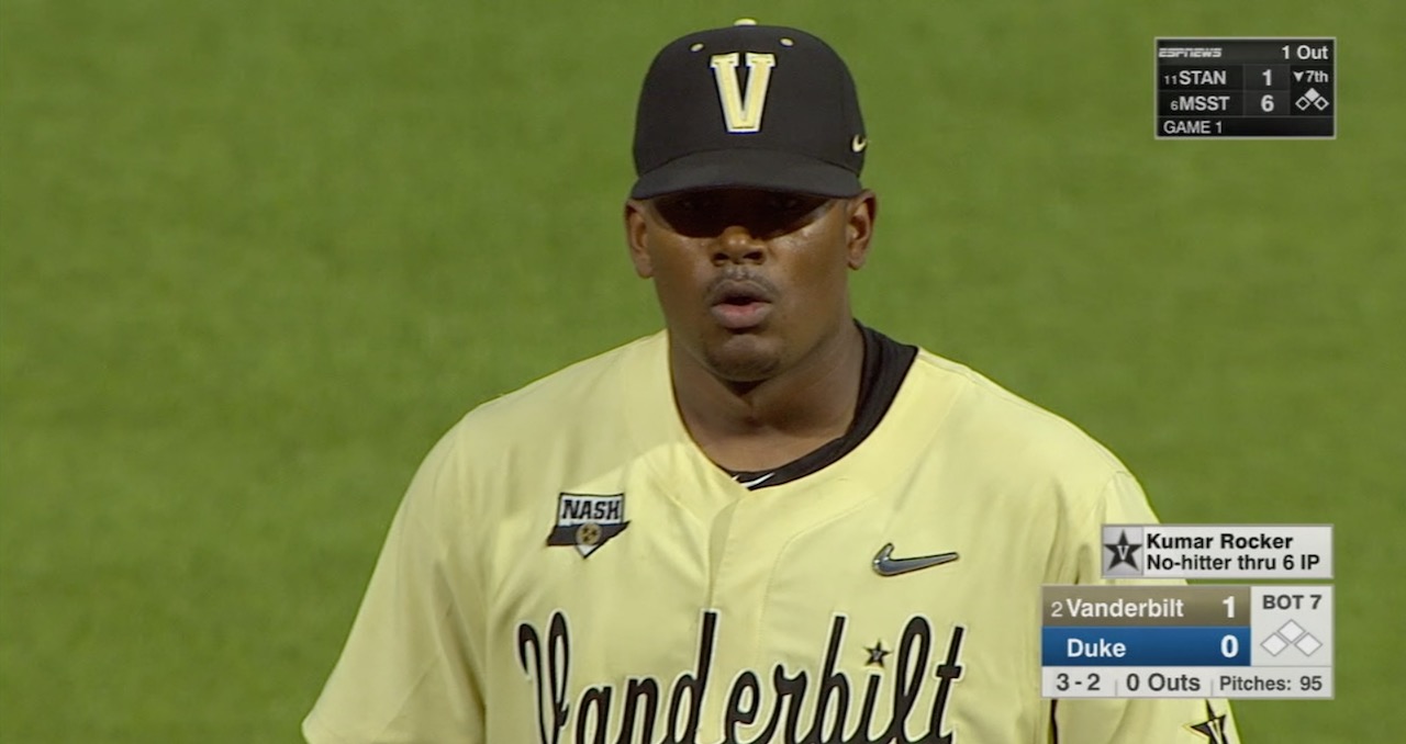 Screen capture of Vanderbilt P Kumar Rocker (SECSports.com video)