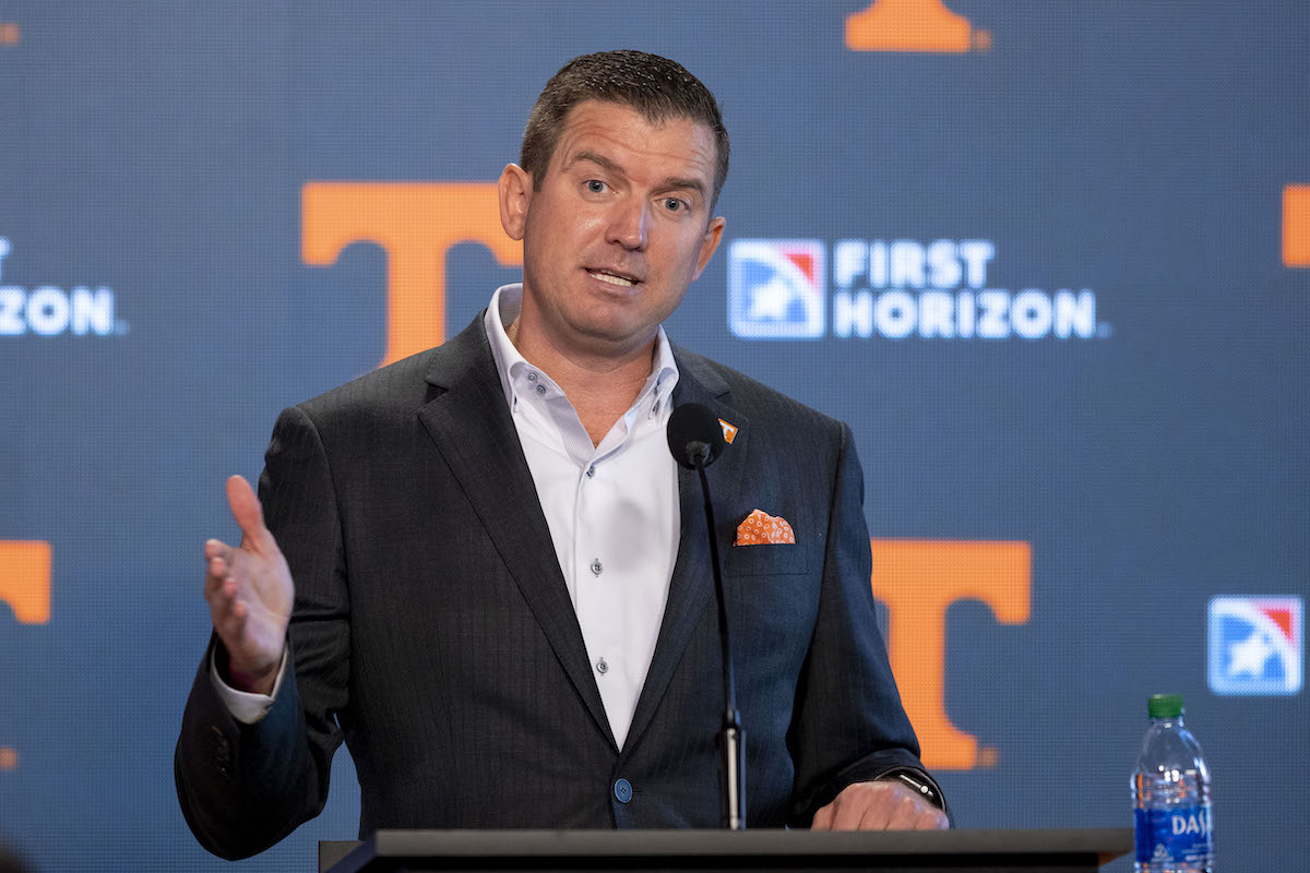 Danny White shown at a press conference.