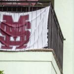 A Mississippi State baseball flag flies.