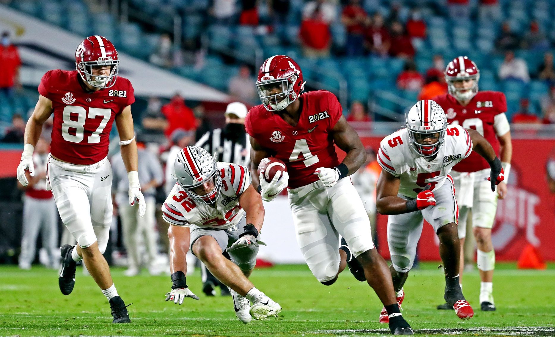 Alabama and Ohio State play football.