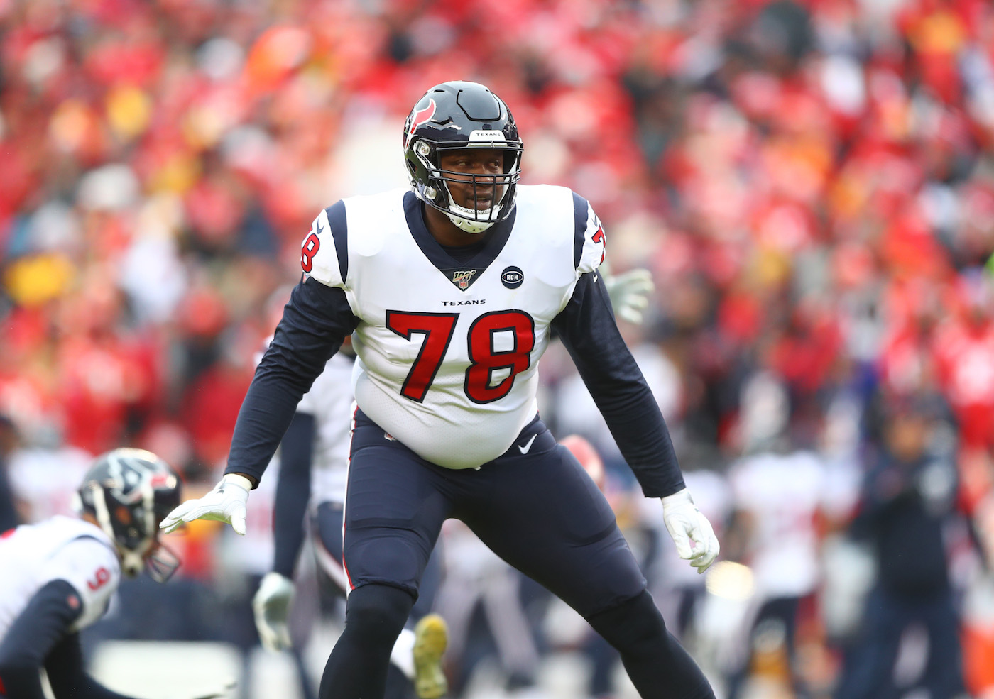 Laremy Tunsil shown during a Houston Texans game.