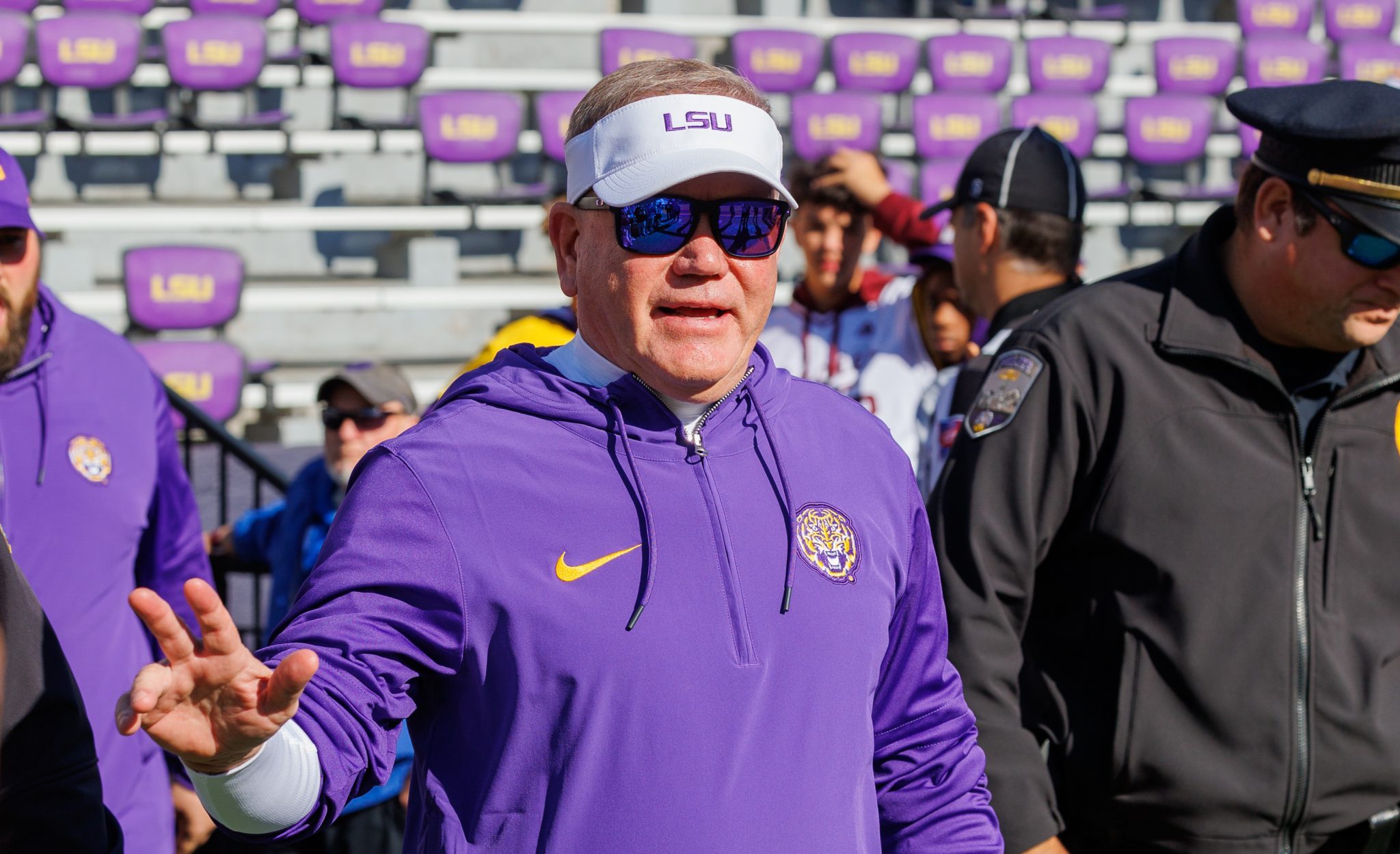 LSU head coach Brian Kelly before a game against Texas A&M.