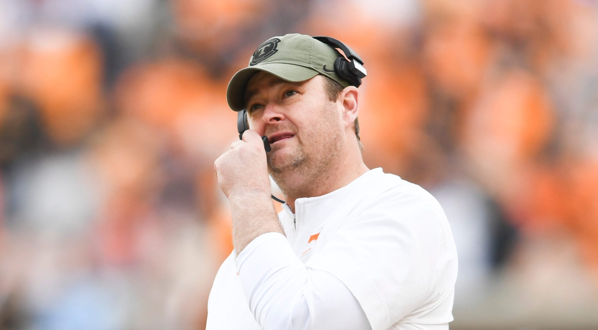 Josh Heupel stands on the sidelines during Tennessee's win over Vanderbilt on Nov. 25, 2023.