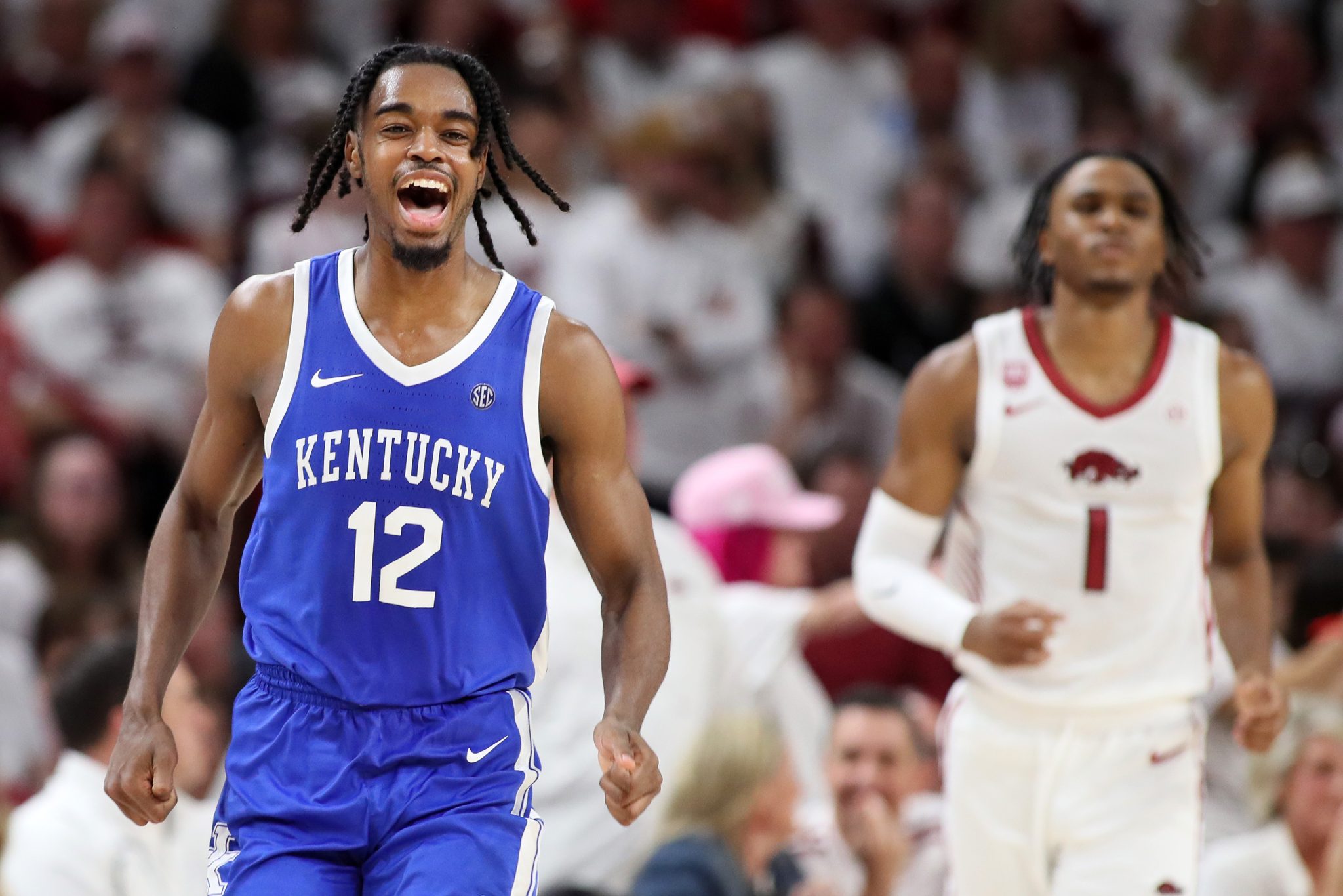 Kentucky and Arkansas players.