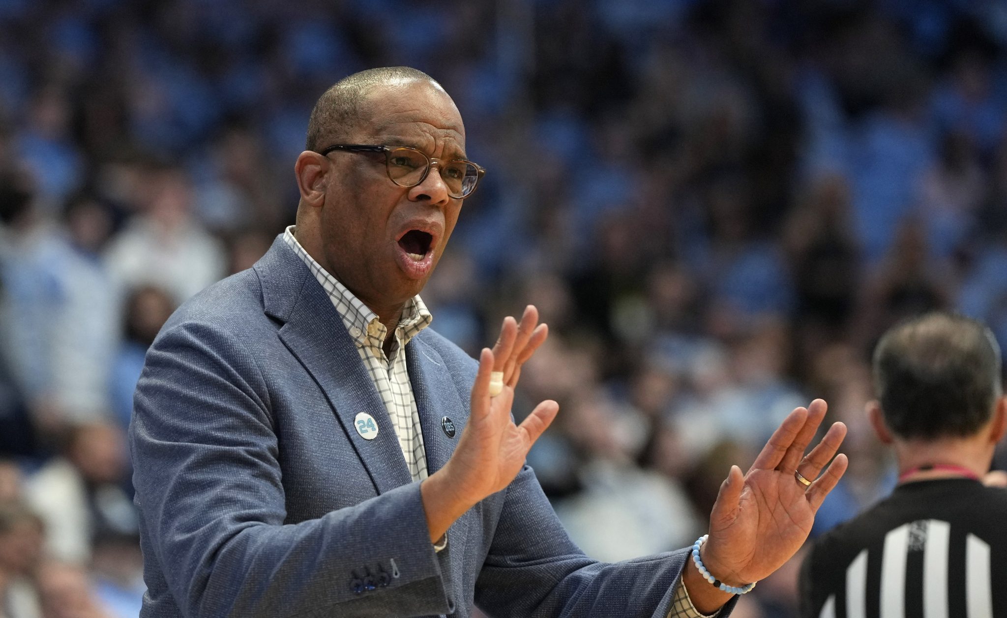 UNC basketball coach Hubert Davis.