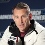 Nate Oats speaks to the media.