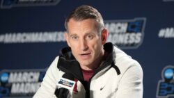 Nate Oats speaks to the media.