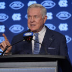 Mack Brown spoke about the post-Drake Maye era at ACC Media Days in Charlotte.