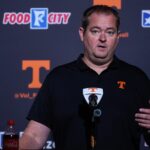 Josh Heupel speaks to the media.