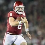 Baker Mayfield runs the ball during Oklahoma's appearance in the 2018 Rose Bowl against Georgia.
