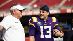 Garrett Nussmeier talks to Brian Kelly.