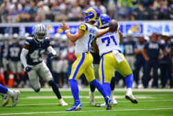 Stetson Bennett threw 4 interceptions against the Dallas Cowboys in a preseason game on Sunday night.