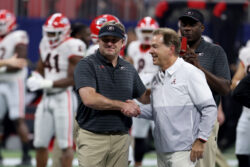 Kirby Smart and Nick Saban.