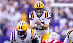 LSU QB Garrett Nussmeier prepares to take a snap against Nicholls.