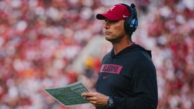Alabama coach Kalen DeBoer during a game.