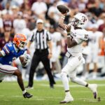 Marcel Reed attempts a pass for Texas A&M against Florida.