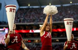 Alabama cheerleaders get ready for a big game against Georgia.