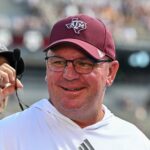Mike Elko before Texas A&M vs. Mizzou in 2024.