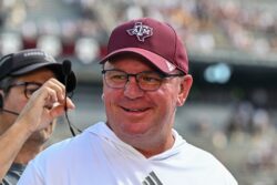 Mike Elko before Texas A&M vs. Mizzou in 2024.
