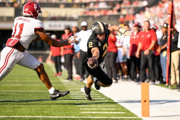 Diego Pavia dives for the end zone as unranked Vanderbilt pulls off the upset against No. 1 Alabama.