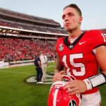 Carson Beck after a Georgia game in 2024.