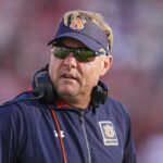 Hugh Freeze on the Auburn sideline during the Tigers' loss to Georgia.