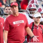 Kalen DeBoer stands on the sidelines during Alabama's loss to Vanderbilt.