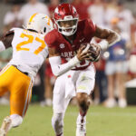 Arkansas quarterback Taylen Green.