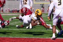 Marcus Carroll dives for a touchdown.