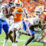 Tennessee and Florida players battle during a game in 2024.