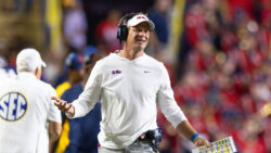 Lane Kiffin coaches Ole Miss during a game in 2024.