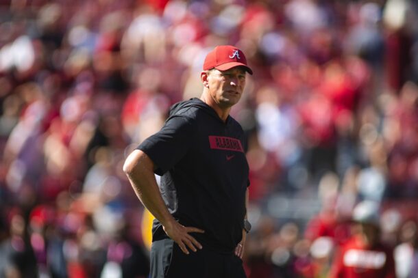Kalen DeBoer coaches Alabama against Mizzou.