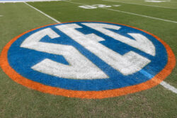 SEC logo on the sidelines.