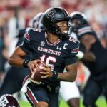 LaNorris Sellers of South Carolina makes a play during the Gamecocks' win over Texas A&M.