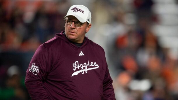Texas A&M head coach Mike Elko before taking on Auburn.