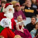 Santa is a football fan.