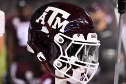 Texas A&M helmet at home game.